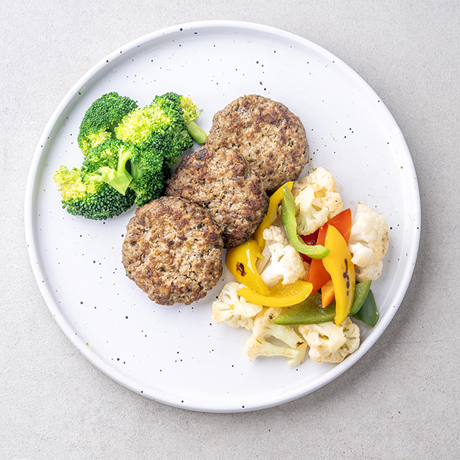 Wagyu Beef Pattie With Oven Roasted Vegetables